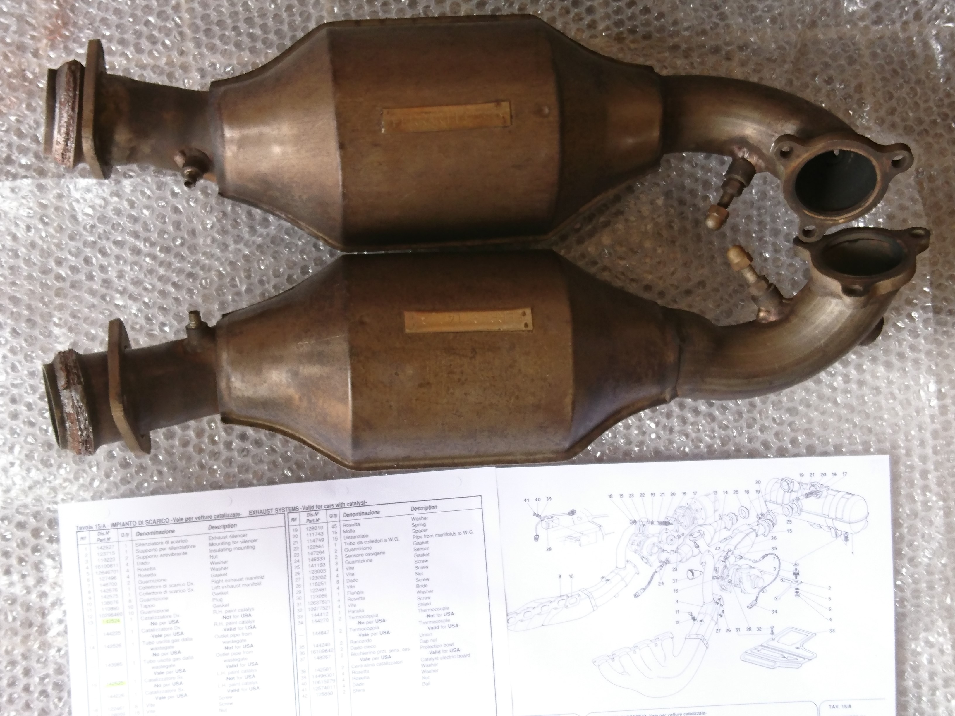 Ferrari F40 Catalytic Converters Catalyst Catalyser 142524/142525 sale